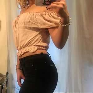 Off the shoulder pink top